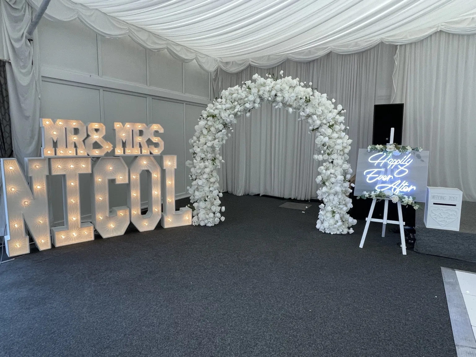 MR & MRS personalised letters Personalised MR and MRS NICOL light-up wedding letters
