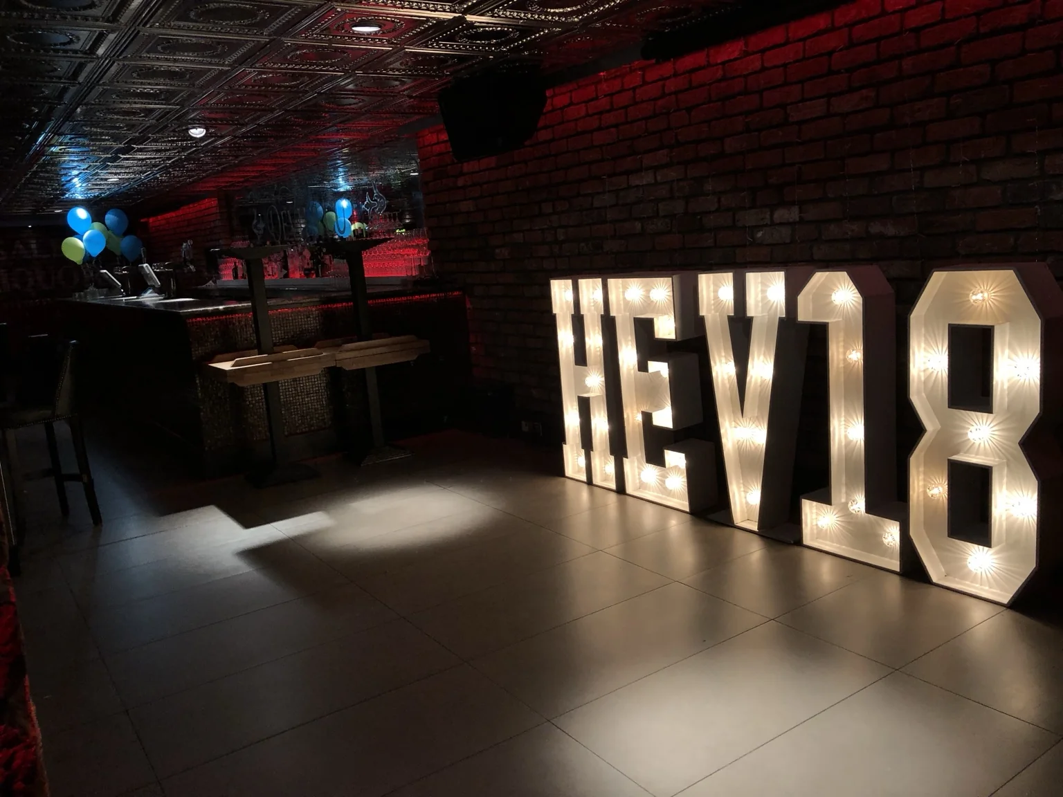 Personalised illuminated birthday letters at Angels Share and Devil's Cut Edinburgh