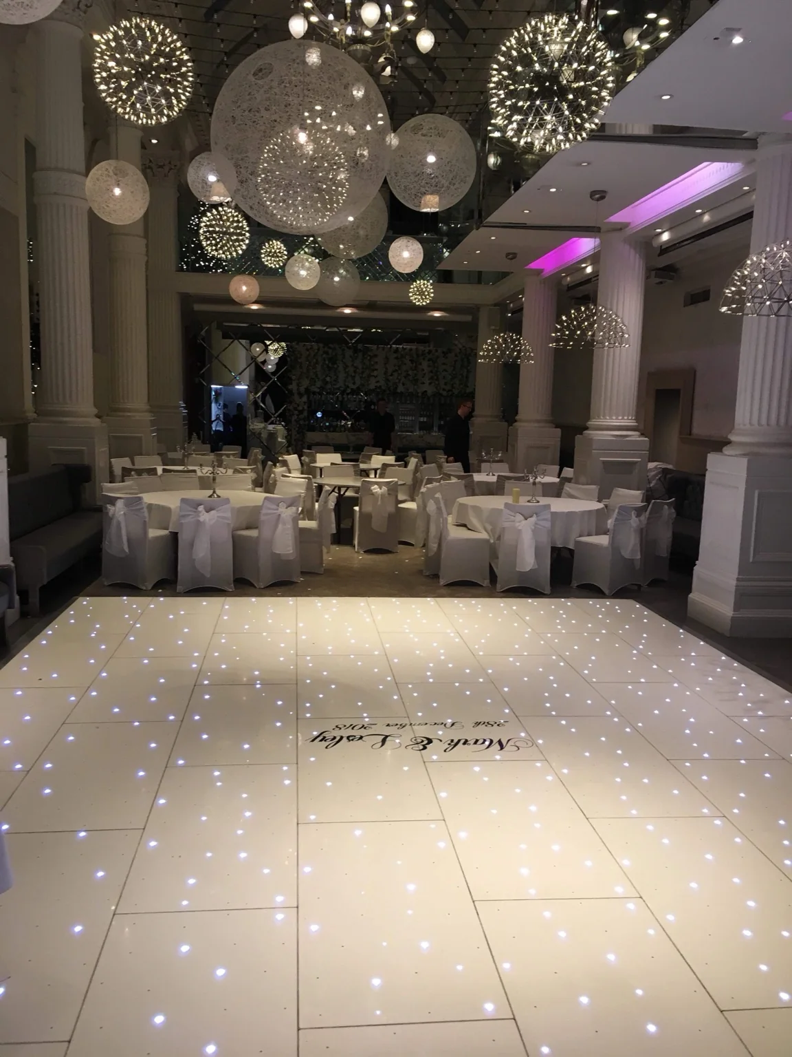 White starlit LED dance floor installed by Instapic at DoubleTree by Hilton Edinburgh Airport