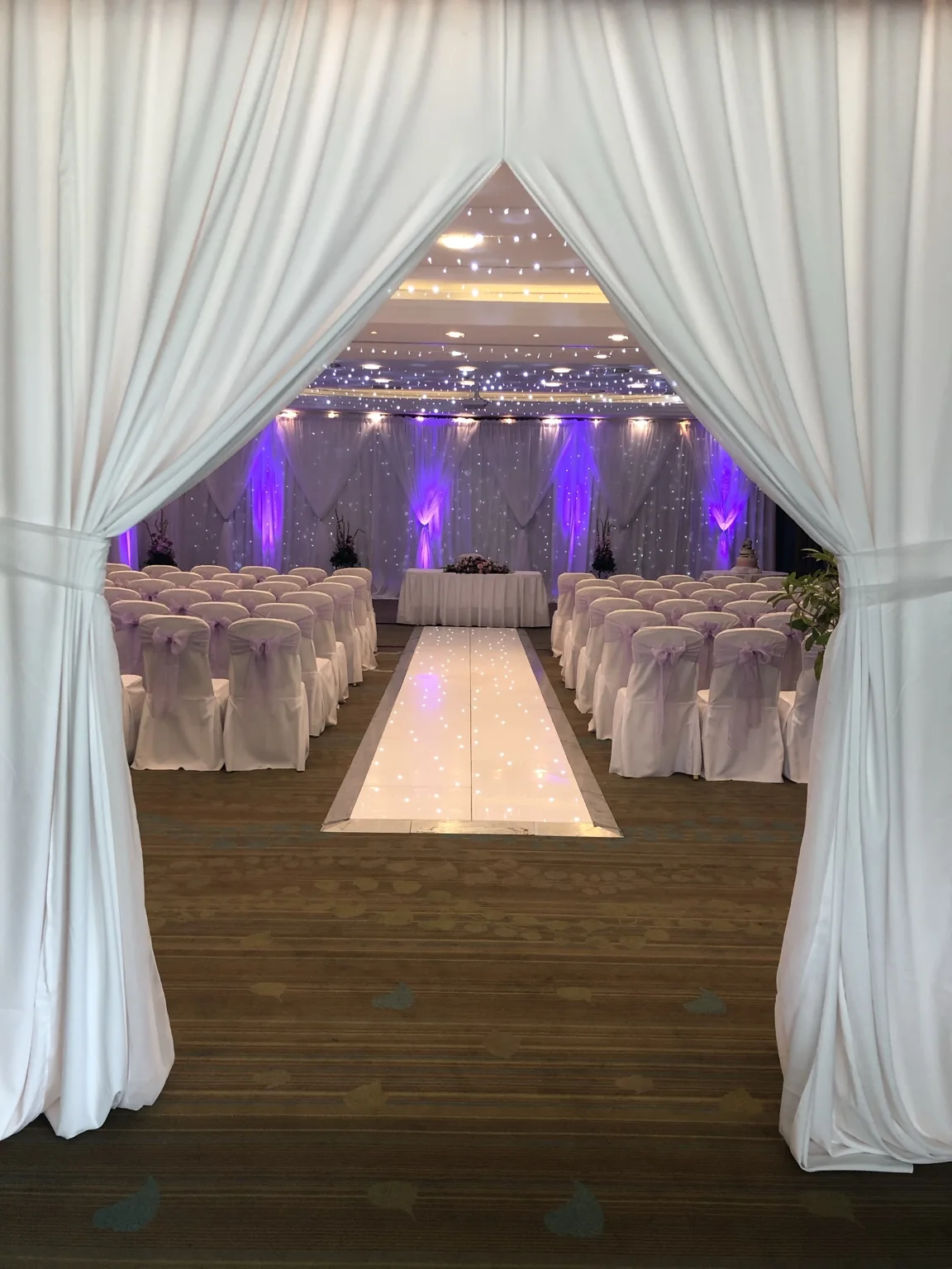 Wedding ceremony room at Norton House Hotel & Spa with an Instapic starlit aisle