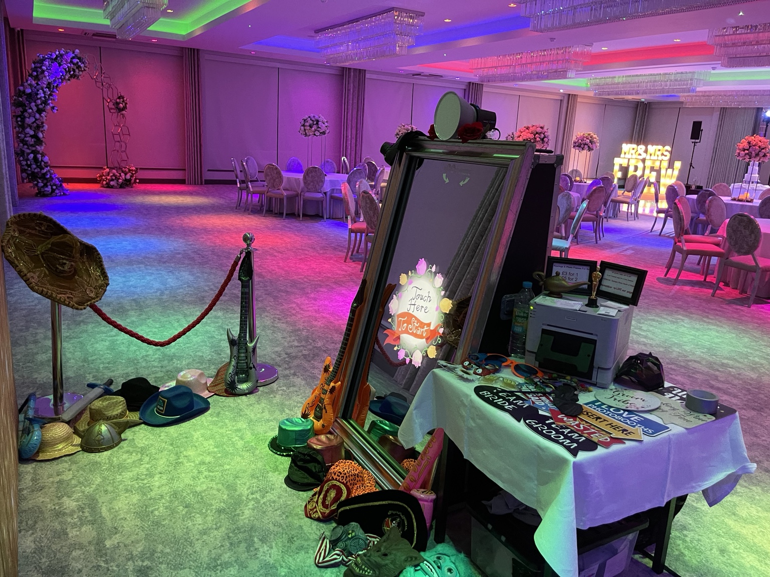 Magic mirror photo booth setup in luxury venue
