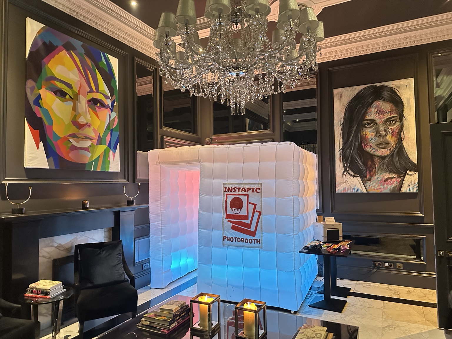 Inflatable photo booth inside a luxury venue